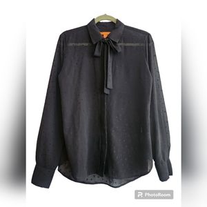 Joe Fresh sheer heart bow-neck blouse